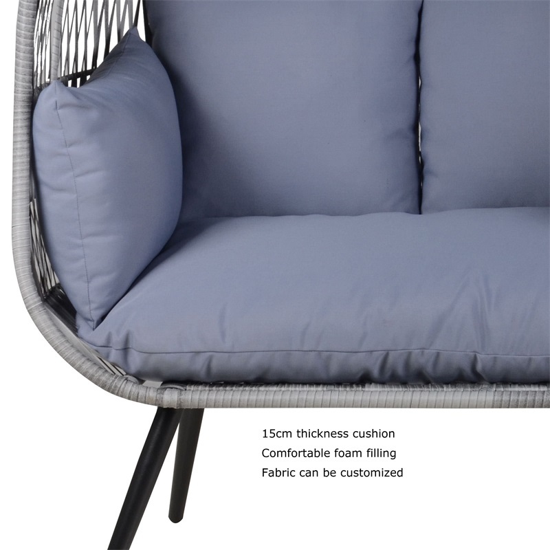 Yoho 2 seat Aluminum rattan frame standing chair with waterproof cushion