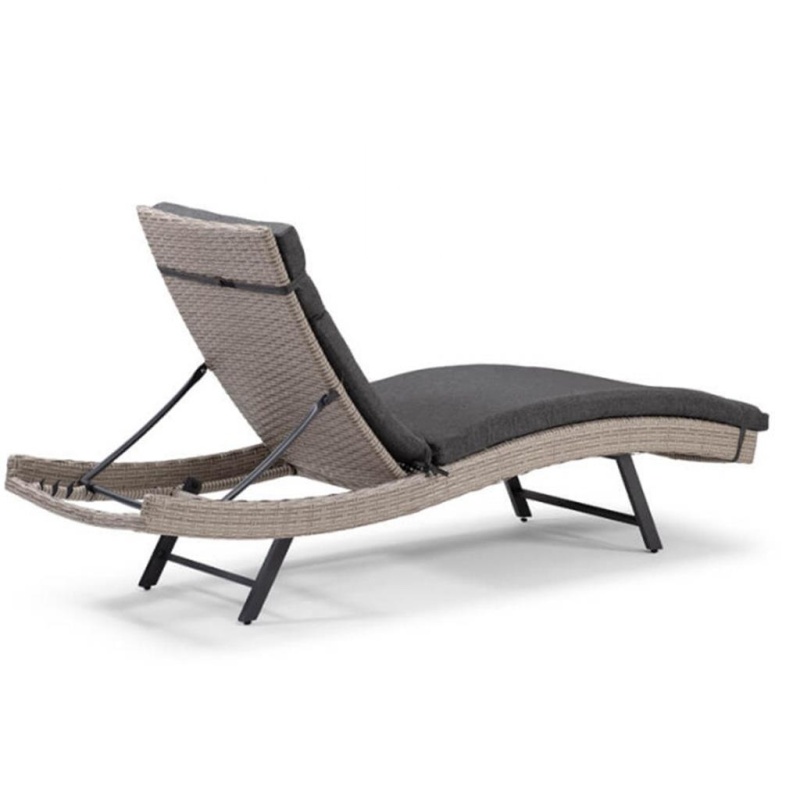 Garden patio outdoor Poolside Rattan Chaise Lounger 5 Position Back Adjustable Sun Lounger