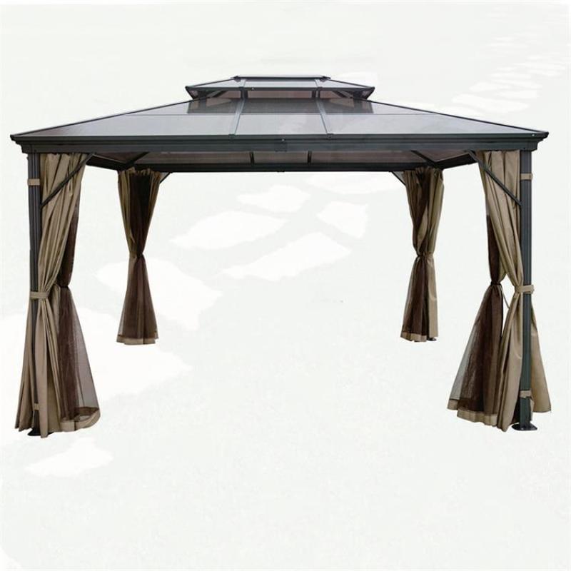 Outdoor aluminium garden gazebo with nets and curtains outdoor patio gazebo with PC board hardtop