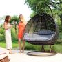 2 seater hanging egg chair rattan patio swing chair hanging swing chair with metal stand