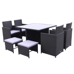 Foldable Back Garden Sofa Rattan Outdoor Furniture Dining Set Patio Leisure Rattan Wicker Chair Space Save Rattan Cube Set