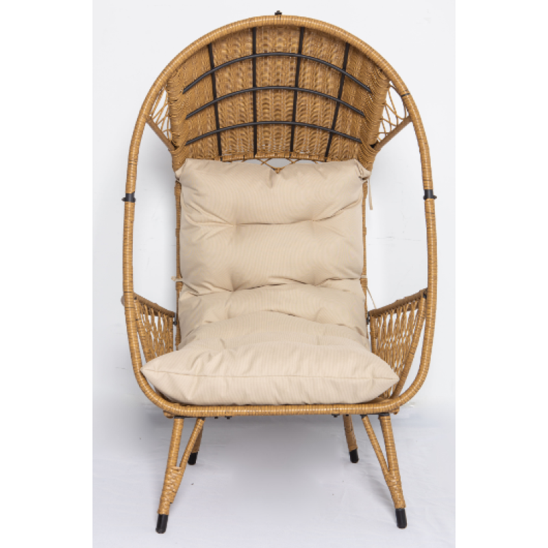 High Quality Single Seat Hanging Egg Chair Wicker Patio Swing Chair With Metal Stand
