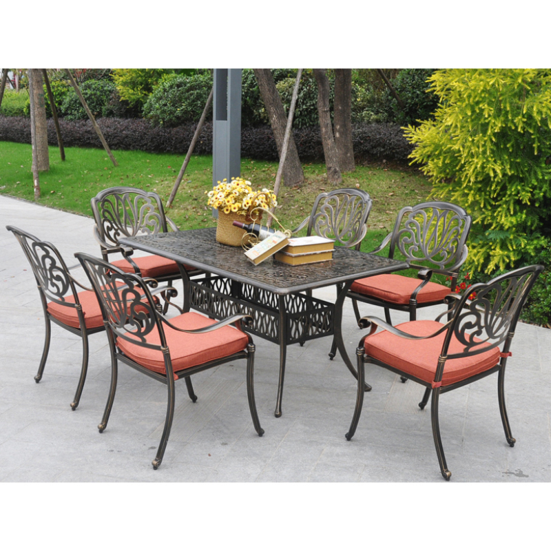 Outdoor furniture garden patio antique Shiny Copper black cast aluminum dining tables and chairs set