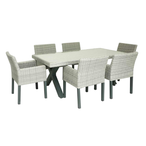 2020 luxury rattan furniture natural Morden outdoor dining garden sets  All-Weather Wicker modern outdoor  poly 7 Dinning set