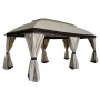Outdoor party gazebo hardtop w/ mesh and curtains aluminum garden gazebo