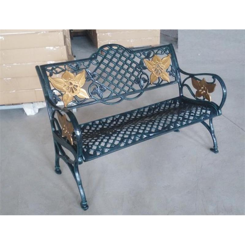 Outdoor Furniture Park Public Bench With Flower Pattern Cast Aluminum Bench