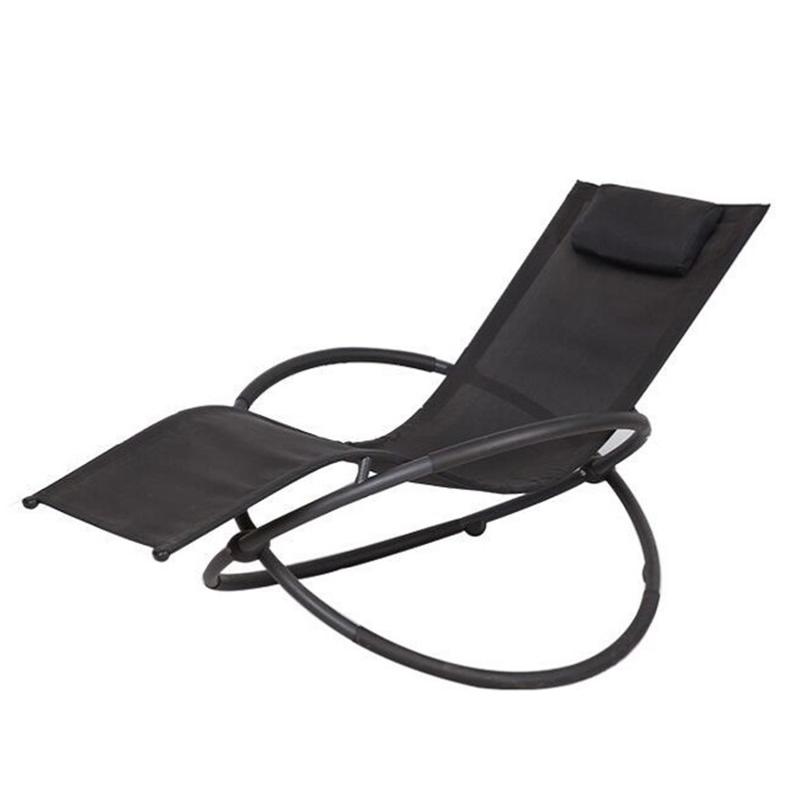Outdoor aluminum orbital foldable lounger beach chairs with pillow recliner zero gravity KD rocking lounger rocking chair
