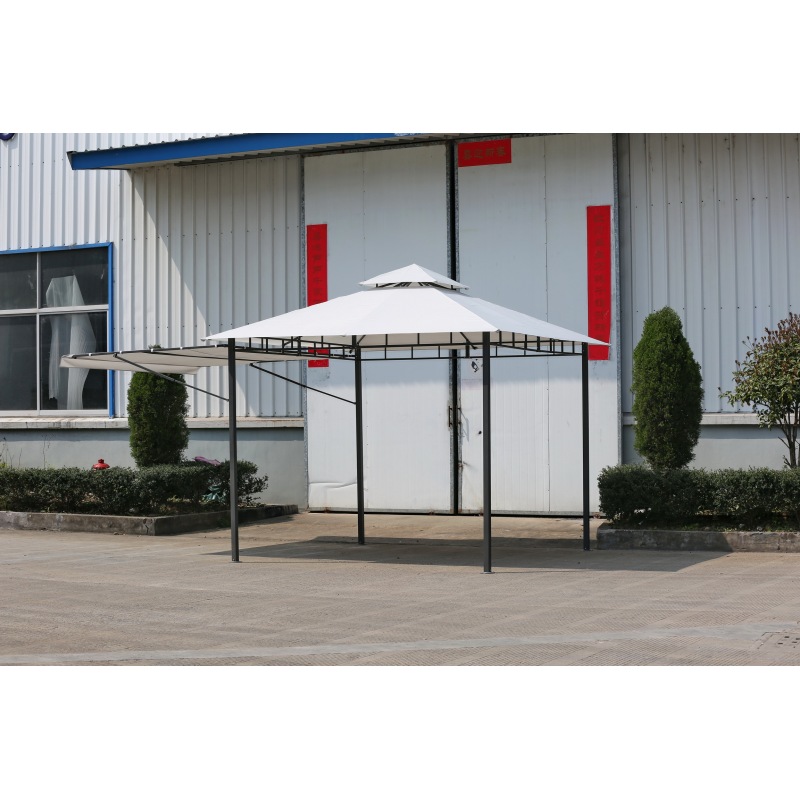 YOHO 13' x 10' Outdoor Garden Gazebo Folding Outdoor Europe Metal Garden Gazebos with Canopy with Screened Curtain Black/Brown