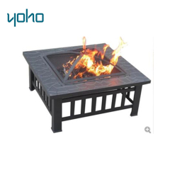 Square Fire Pit BBQ Grill Outdoor Garden Firepit Brazier Stove Patio Heater