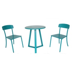 Folding Outdoor 3 Piece Patio Folding Table Chairs Steel Metal Bistro Set