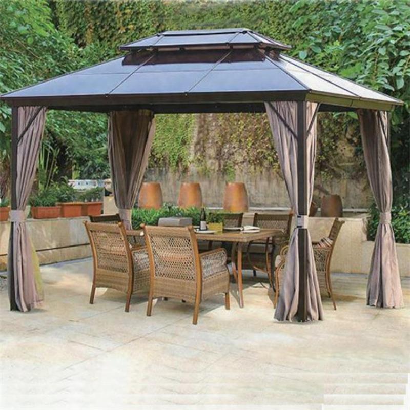Outdoor aluminium garden gazebo with nets and curtains outdoor patio gazebo with PC board hardtop