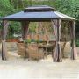 Outdoor aluminium garden gazebo with nets and curtains outdoor patio gazebo with PC board hardtop