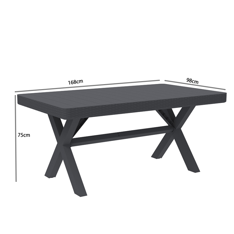 Outdoor Garden Patio rectangular plastic resin dining table