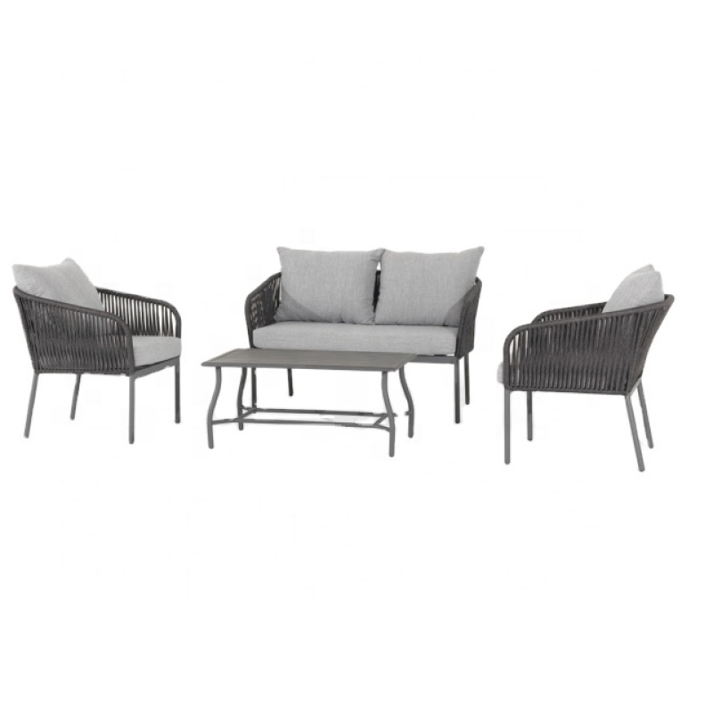 Outdoor 4pcs Luxury rope sofa set garden single sofa furniture leisure chair