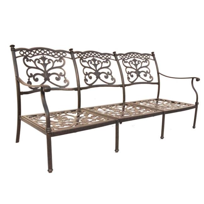 Patio Furniture Metal Armchair, 3 seater All-Weather Cast Aluminum Garden Outdoor Bench I shape Morden Sofa