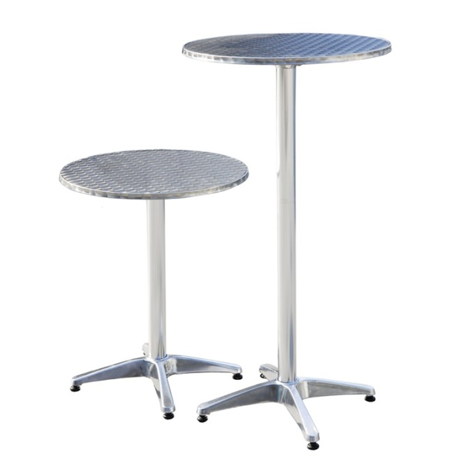 Wholesale height adjustable aluminum outdoor camping round bar tea table