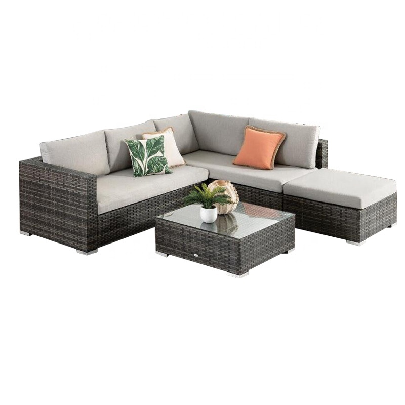 Hot sale outdoor rectangle wicker small cheap sectional outdoor furniture sofa set