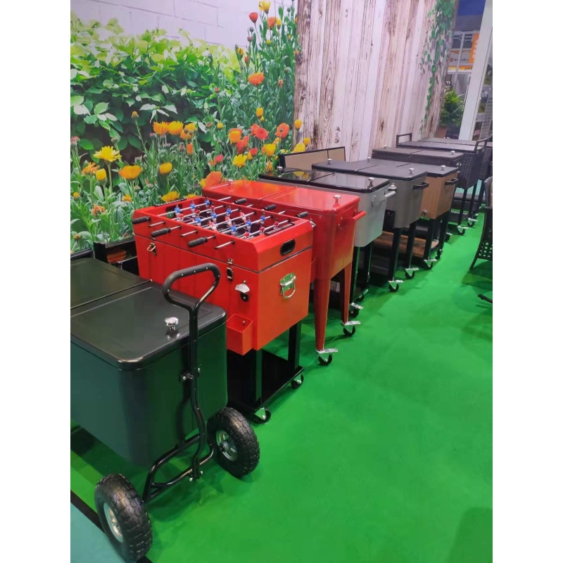 YOHO Hot Sale Outdoor Garden Hiking Camping cooler cart Beverage Tubs Cooler Lid beer/wine/drink Ice Bucket with big wheels