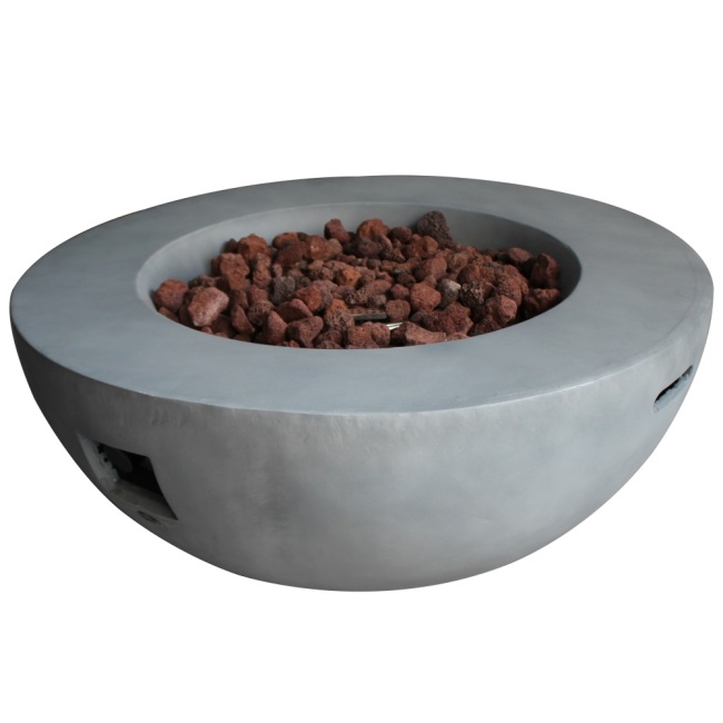 Yoho Light Grey Round 39.6inch concrete material gas fire pit table furniture for your outdoor living