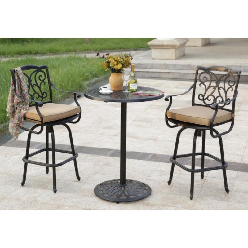 High foot bar chair all cast aluminum patio seating garden outdoor furniture