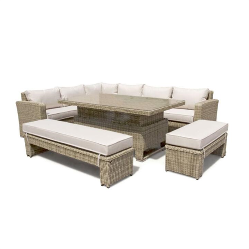 7pcs high quality outdoor rattan furniture with height lift table outdoor patio rattan furniture garden sofa set