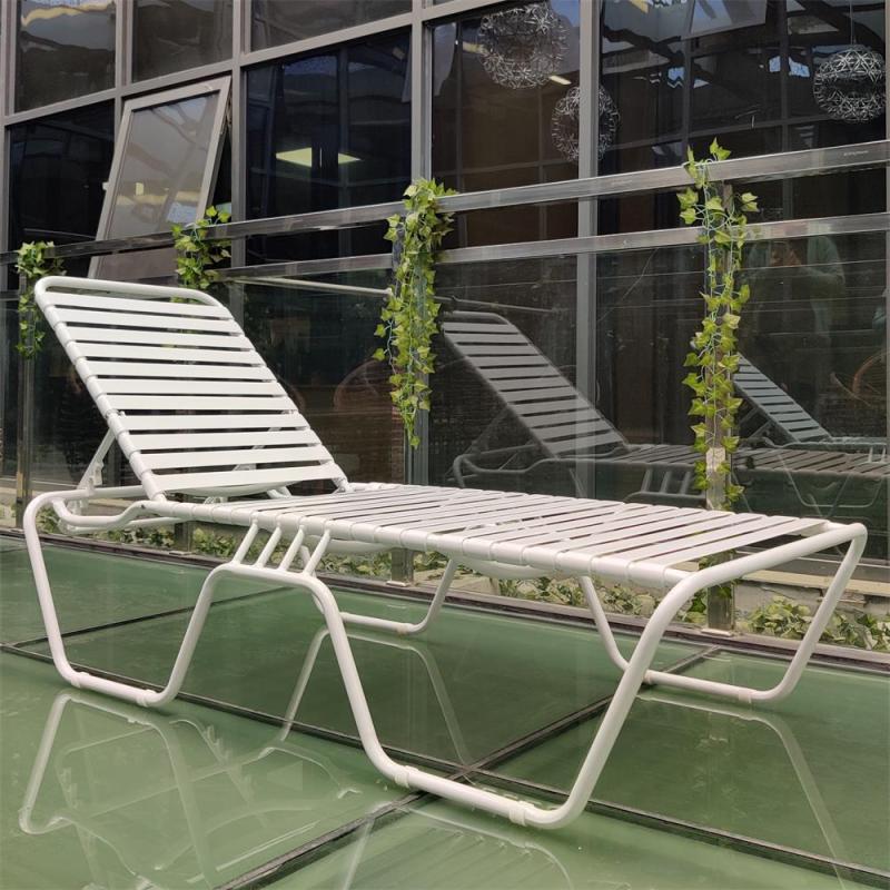 Outdoor Aluminum frame PVC strap hotel pool beach sun lounge chair