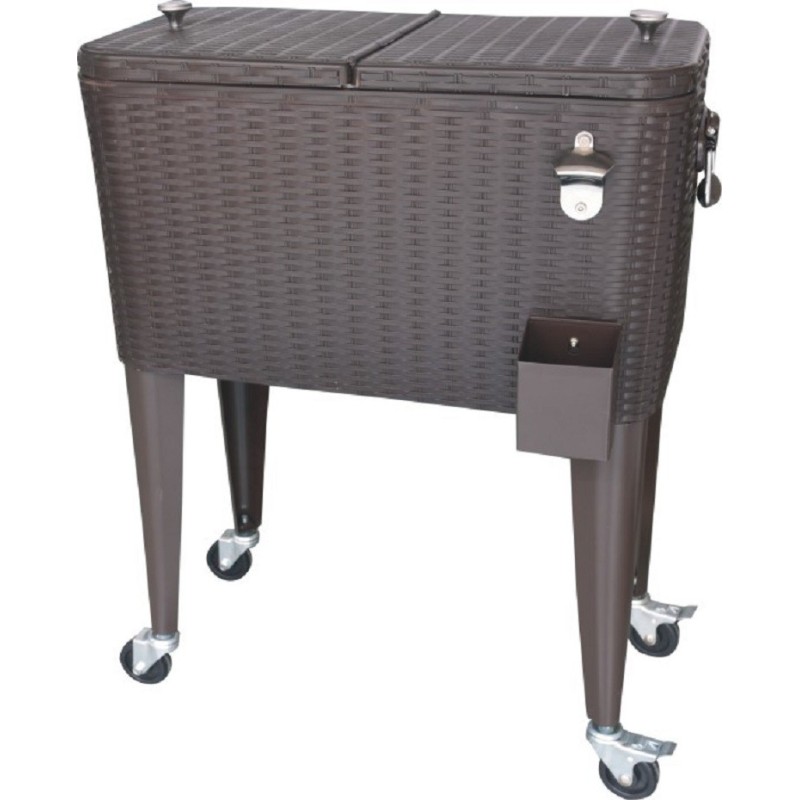 Outdoor rolling steel PU beer cooler box cart on wheel Beverage Cooler Ice Bucket Rolling Cart for party BBQ
