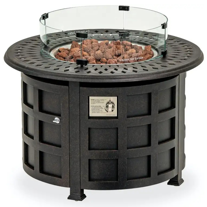 48 inch round cast aluminum gas fire pit table