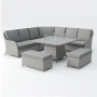 Outdoor modern garden patio rattan sofa garden furniture set with gas fire pit table