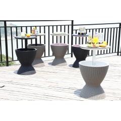 Yoho Grey 3 In 1 Outdoor Cooler Table Resin Patio Furniture Ice Bucket Cooler Bar Table