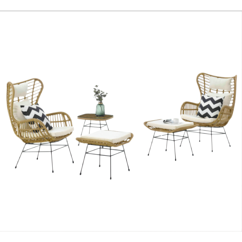 YOHO 3pcs Modern Luxury rattan bistro chair set metal frame table and chairs patio furniture sets with table