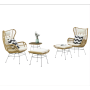 YOHO 3pcs Modern Luxury rattan bistro chair set metal frame table and chairs patio furniture sets with table