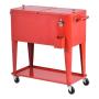 80QT Patio metal ice cooler cart with wheels beer cooler box for beverage Rolling cooler