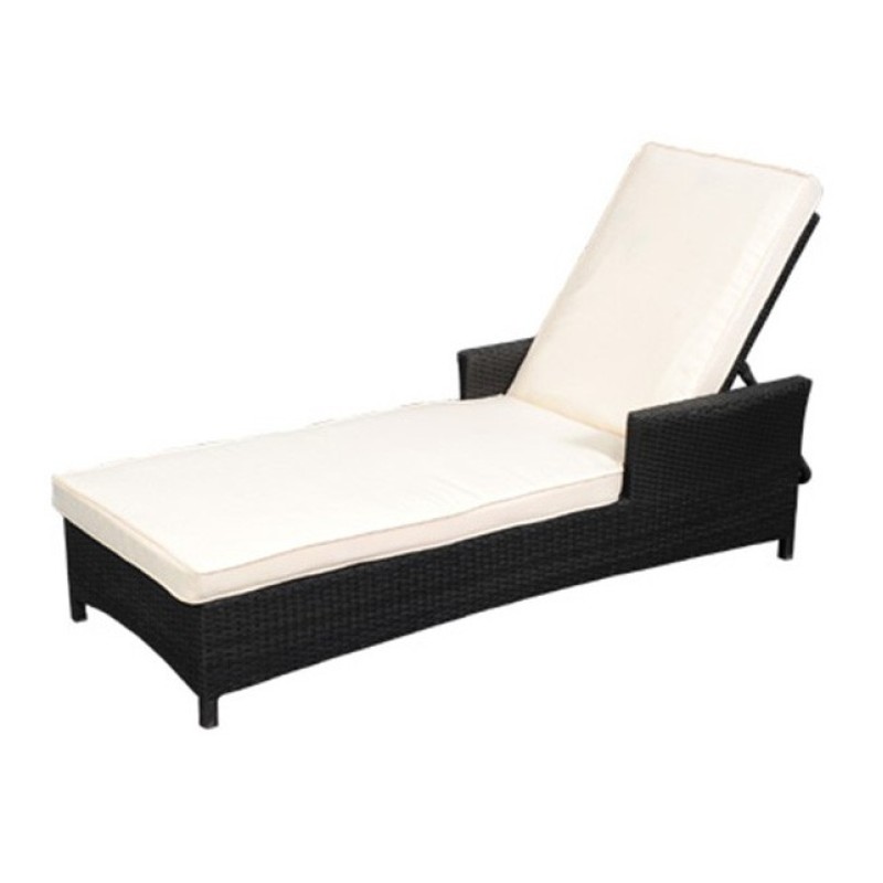 Outdoor KD rattan sun lounger with wheel vocation beach sun bed chaise lounge chair