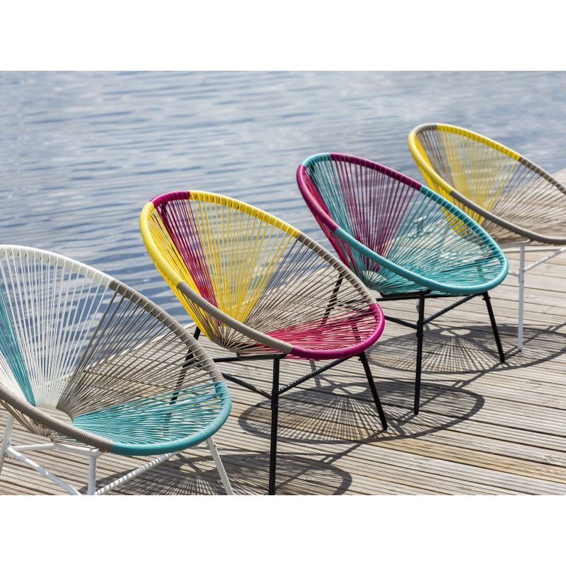 PE Rattan/Wicker Hand weave Acapulco Chair Outdoor, All-Weather Patio Egg Chair,Colorful Acapulco Accent Chair