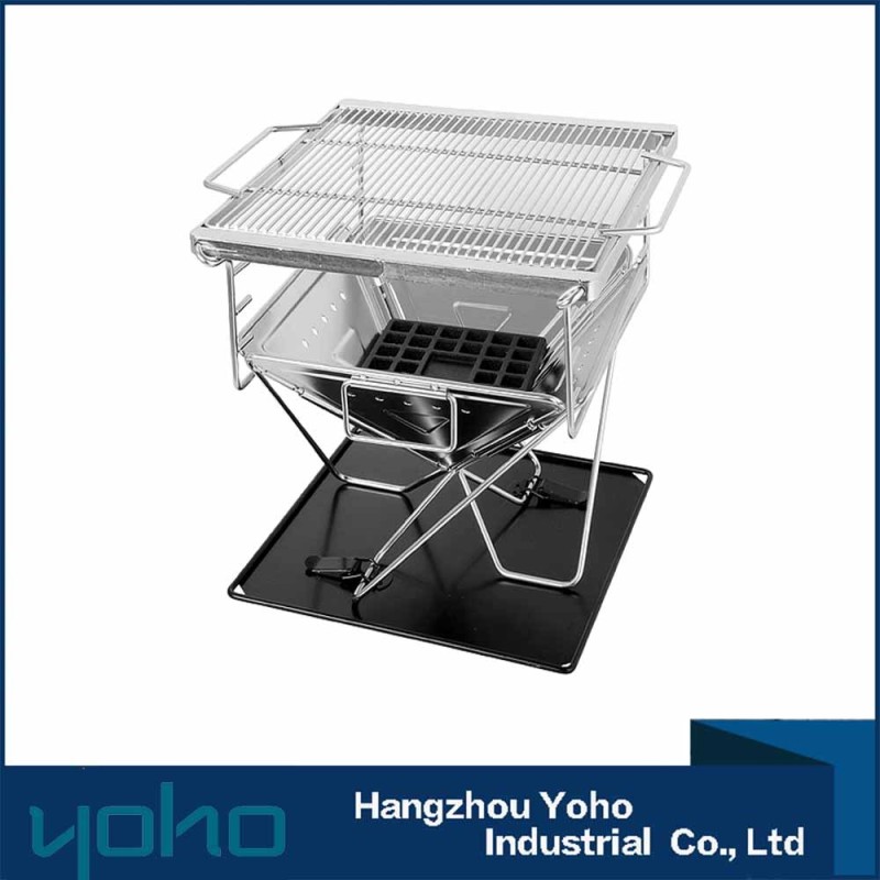 Portable Camping Folding charcoal stainless steel BBQ grill