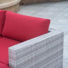 Outdoor garden luxury rattan furniture wicker couch conversation corner sectional sofa with cushion