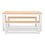 Outdoor Patio Furniture Rectangular Dinning Table with Two Benches KD Plastic Wood Aluminum Dining Table Set
