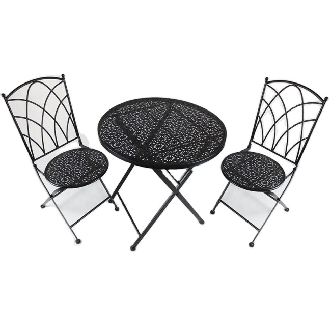 YOHO Outdoor Garden Balcony Patio Metal folding chair Set Bristo Steel Garden chairs with table