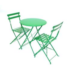 YOHO 3pcs Bristo set Slat iron easy lightweight folding chair Garden Patio Simple Steel Cheap Folding Chair
