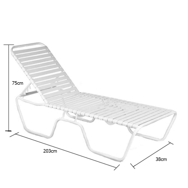 Adjustable Backrest Sun Bed Belt Woven Beach Garden Aluminum Sun Lounge Outdoor Furniture Modern Stackable Pool loungers