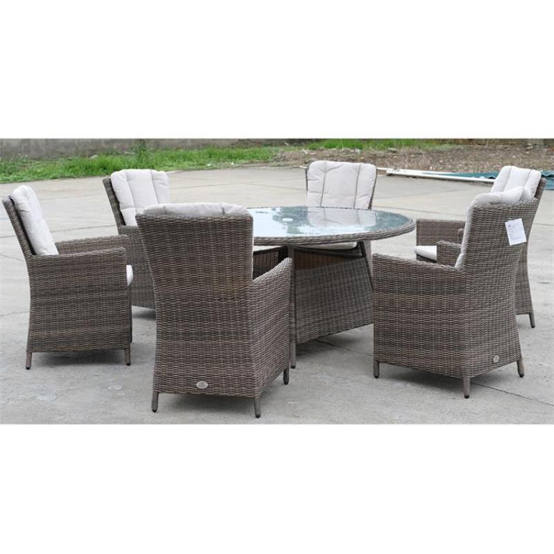 7piece Outdoor PE rattan corner sofa dining set patio dining round table and chair set