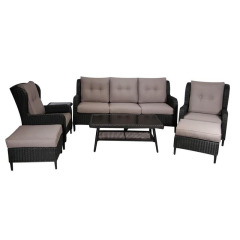 Aluminum Frame Half Round Wicker Furniture with Cushion Leisure Sofa Set