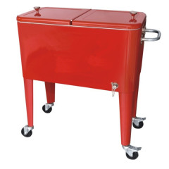 60-Quart Steel  Cooler Cart with wheel Ice Bucket Rolling Cart Wine Beer Beverages Cooler