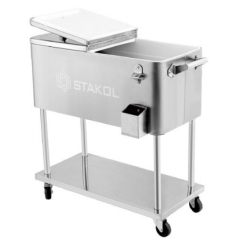 YOHO Hot Sale Outdoor Garden Hiking Camping cooler cart Beverage Tubs Cooler Lid beer/wine/drink Ice Bucket with big wheels