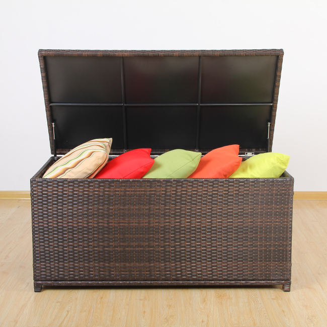 Rattan Outdoor garden rattan container deck storage box with lid,used for shoes, objects, toys