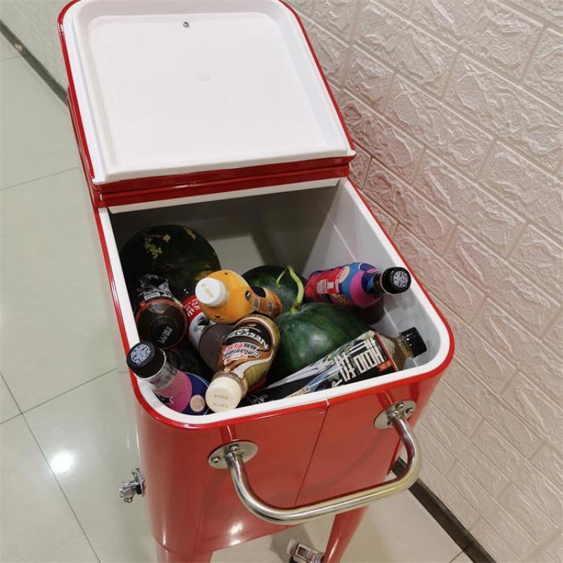 Metal Rolling Patio Cooler Cart/Ice Chest/Hand Push Beverage Cart