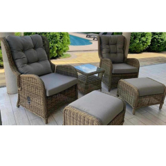 YOHO patio furniture 5pc Rattan Set wicker garden chairs With Adjustable Backrest
