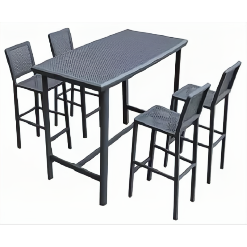 Yoho 2022 New Style Aluminum mesh bar table set bar furniture four seater aluminum metal chairs and table
