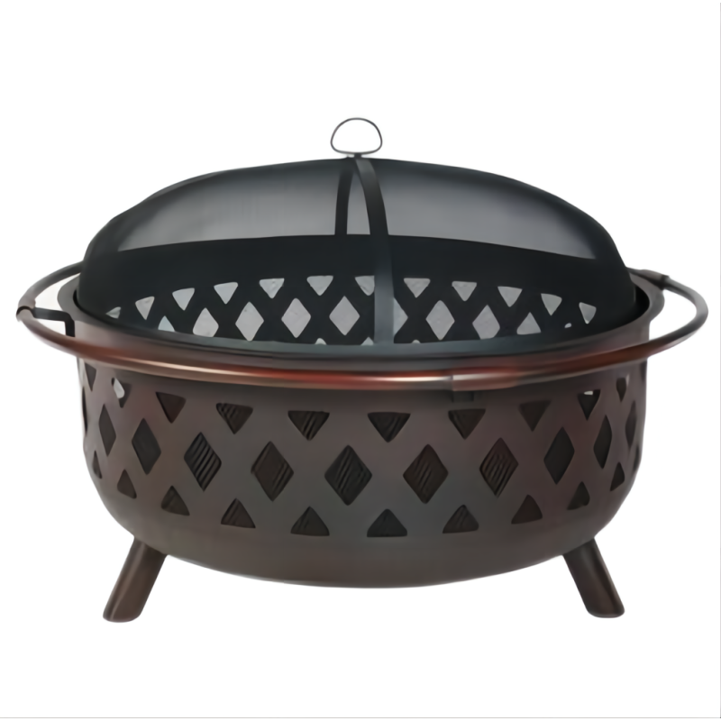 Outdoor Grill Smoker Round Bowl BBQ Fire Pit Burning Customized Garden Backyard Fire Bowl with poker rain cover place lids